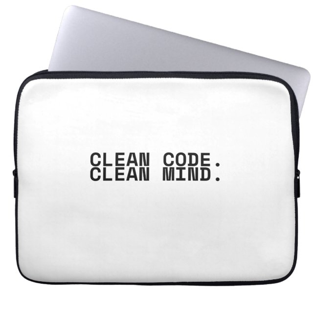 Clean Code Clean Mind Minimalist 13-Inch Laptop  Sleeve (Front)