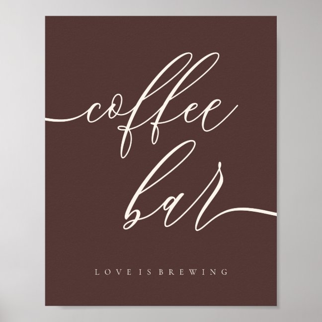 Clean Coffee Bar love brewing Wedding chocolate Poster