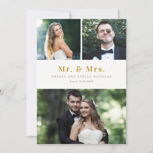 Clean Collage Editable Color Wedding Announcement (Front)
