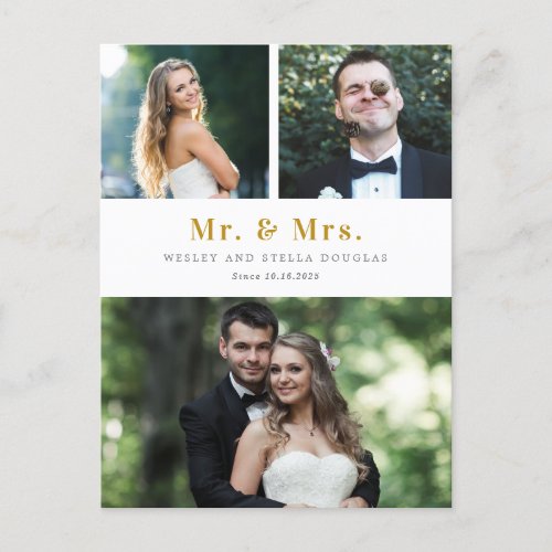 Clean Collage Editable Color Wedding Announcement Postcard