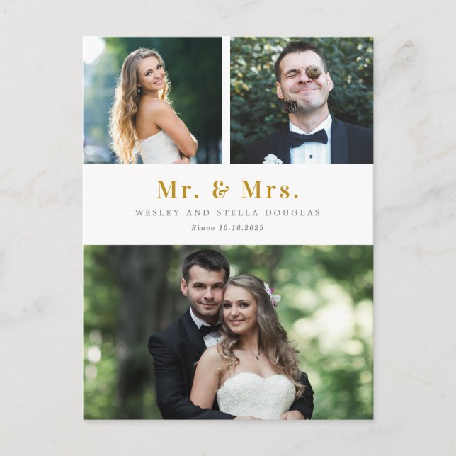 Clean Collage Editable Color Wedding Announcement Postcard (Front)