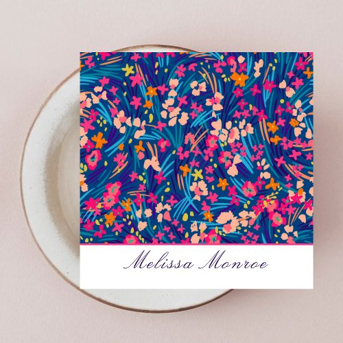 Clean Colorful Floral Typography  Square Business Card
