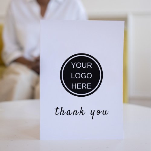 Clean Company Logo Black  White Professional  Thank You Card