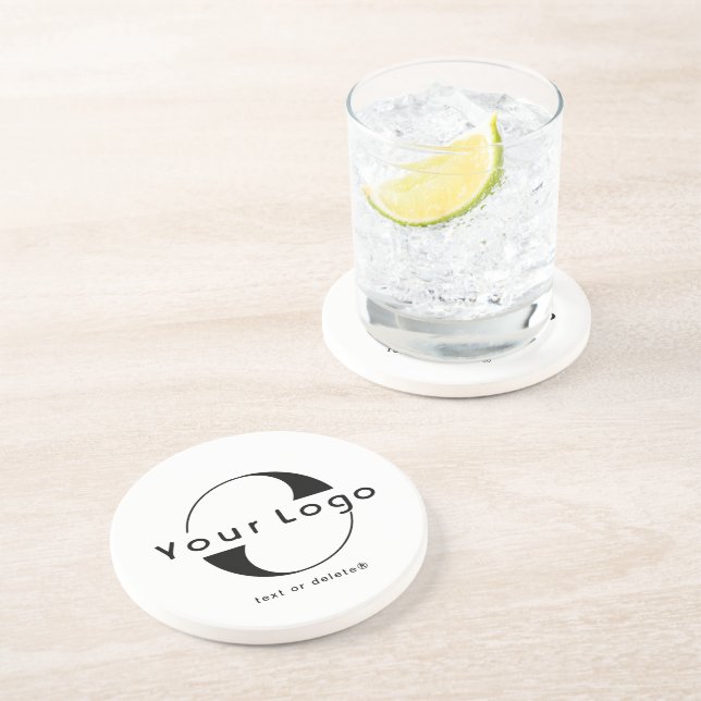 Clean Company Logo Business Round Sandstone Coaste Coaster (Side)
