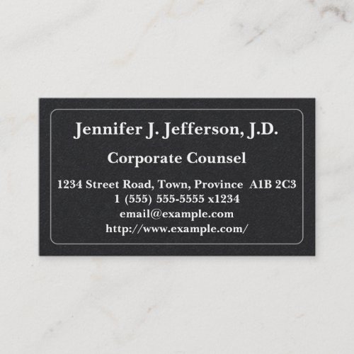 Clean Corporate Counsel Business Card