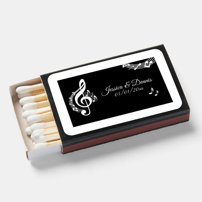 Clean Crisp Black and White Music Theme Matchboxes (Front Open)