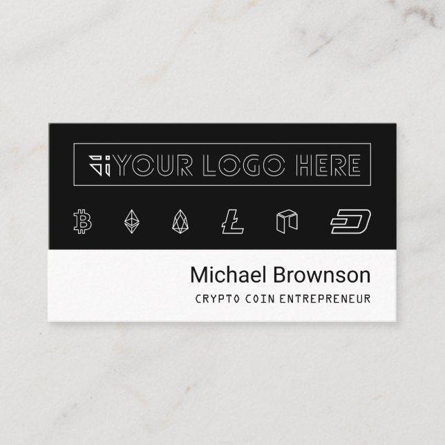 Clean Crypto Coin Entrepreneur Bitcoin Accepted Business Card (Front)