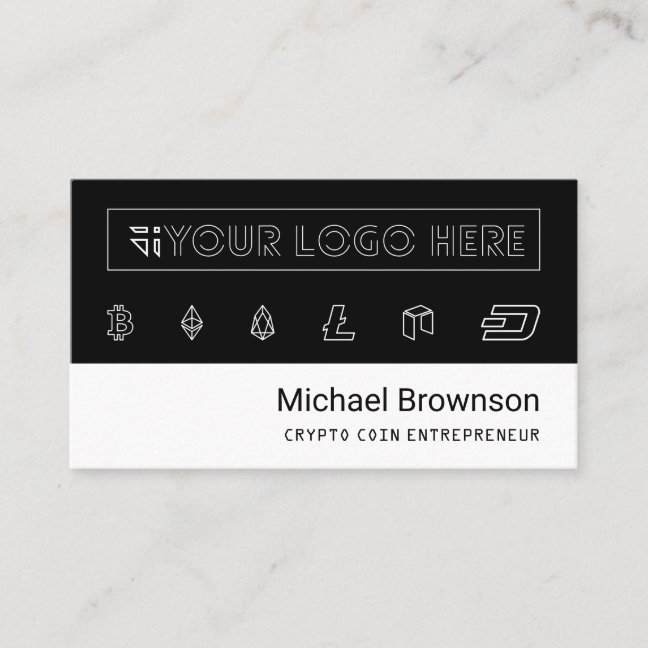 Clean Crypto Coin Entrepreneur Bitcoin Accepted Business Card