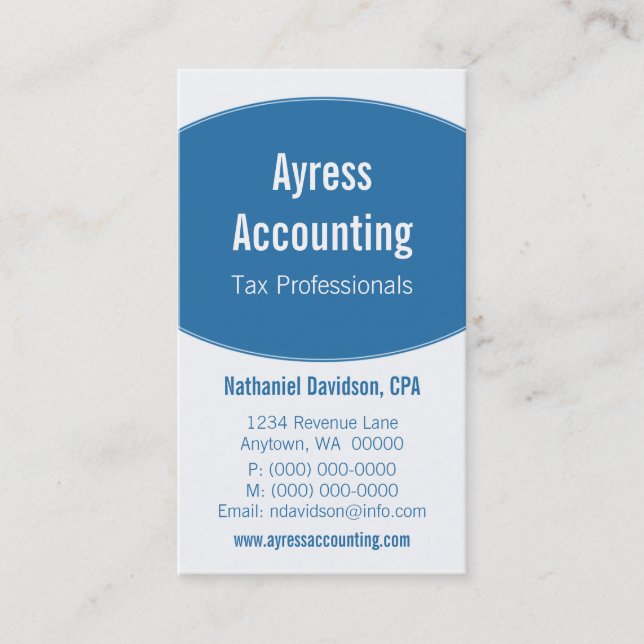 Clean Curves Business Card, Bold Blue Card (Front)