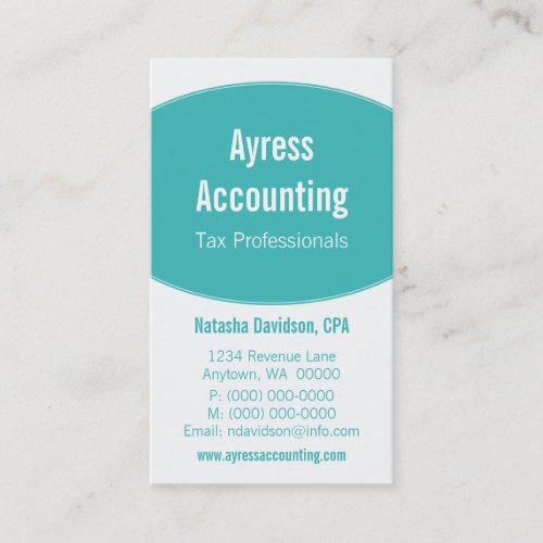 Clean Curves Business Card, Turquoise