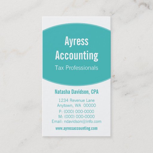 Customizable Clean Curves Business Card, Turquoise