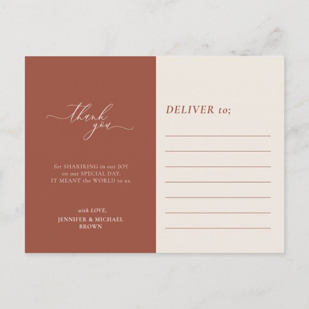 Clean Custom Photo terracotta deliver thank you Postcard