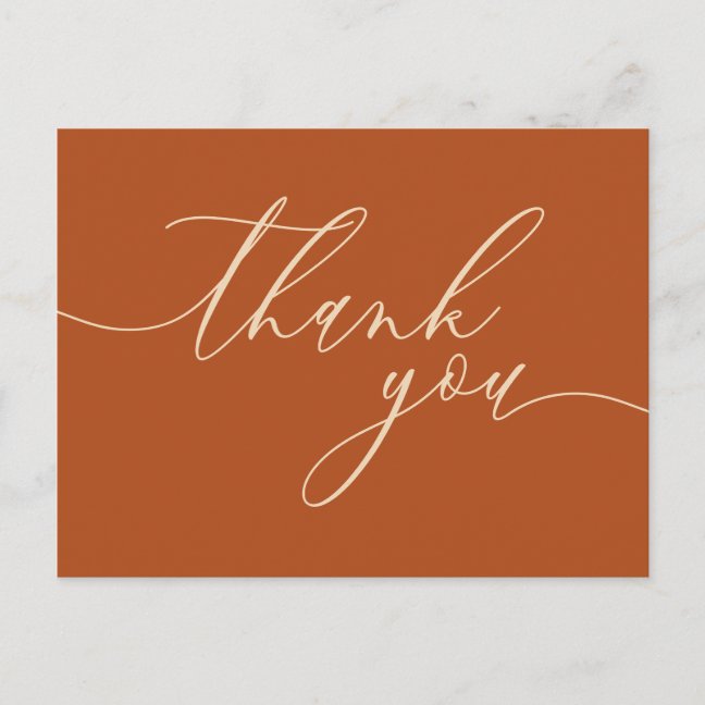 Clean Custom Photo terracotta thank you Postcard