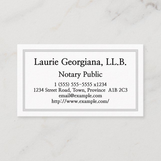 Clean & Customizable Notary Public Business Card (Front)