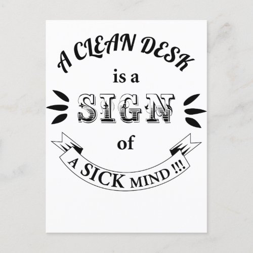 Clean Desk Funny Quotes Postcard