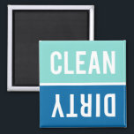Clean Dirty Aqua and Cobalt Blue Dishwasher Magnet<br><div class="desc">Aqua blue,  cobalt blue,  and white Clean Dirty Dishwasher magnets.  Just reverse or flip the magnet to clean or dirty on the front of the dishwasher to inform your family about the dishes inside.  Simple modern design.</div>