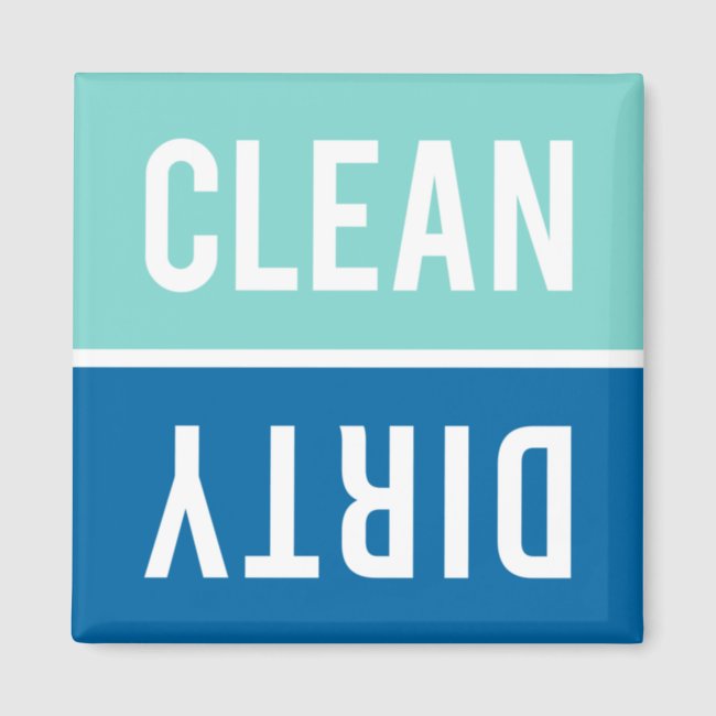 Clean Dirty Aqua and Cobalt Blue Dishwasher Magnet