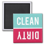 Clean Dirty Aqua Blue And Cherry Red Dishwasher Magnet at Zazzle