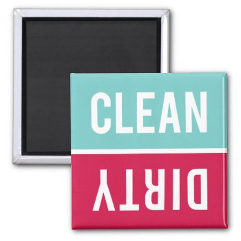 Clean Dirty Aqua Blue And Cherry Red Dishwasher Magnet by RandomLife at Zazzle