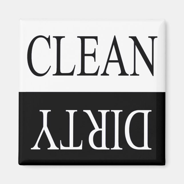 Clean dirty-Black dishwasher magnet (Front)