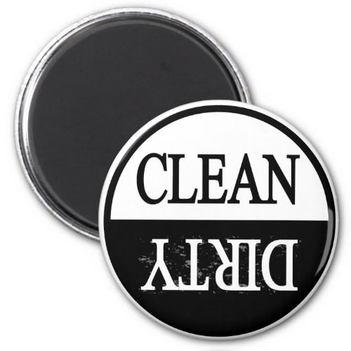 Clean dirty_Black round dishwasher magnet
