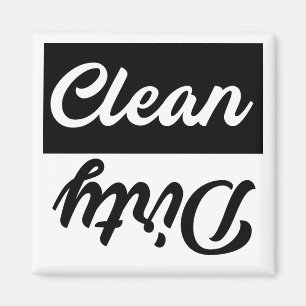 Clean Dirty Black White Dishwasher Magnet