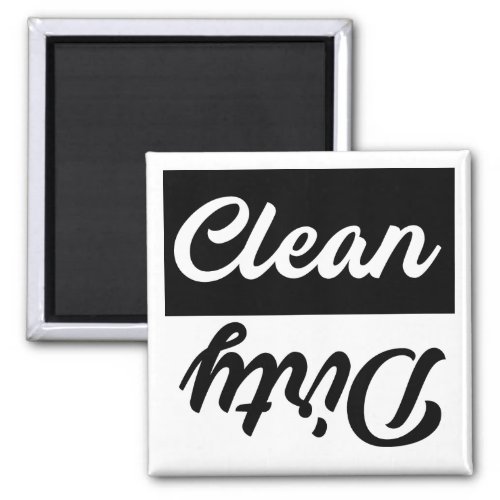 Clean Dirty Black White Dishwasher Magnet