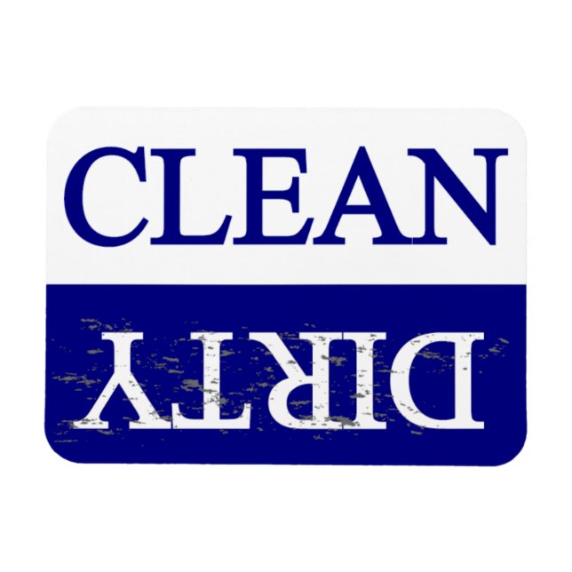 Clean dirty blue dishwasher magnet (Horizontal)