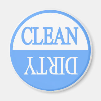 Clean dirty blue round dishwasher magnet