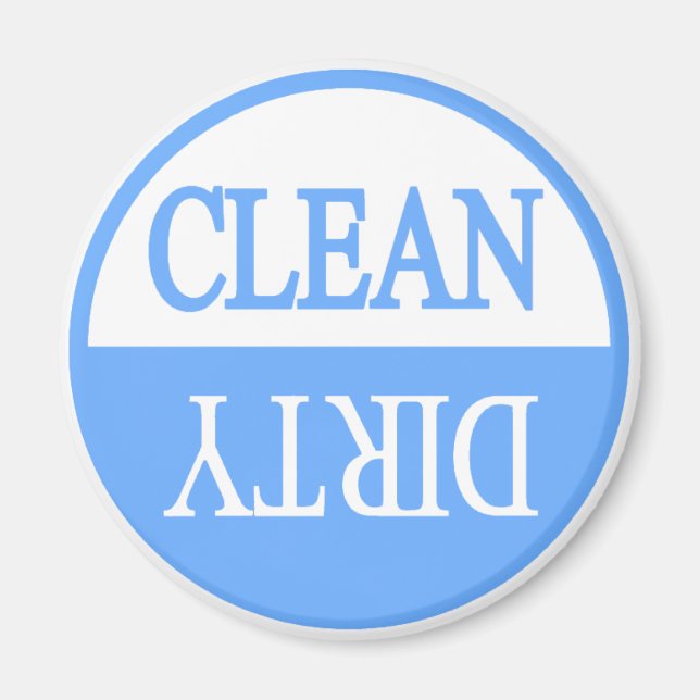 Clean dirty blue round dishwasher magnet (Front)