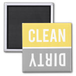 Clean Dirty Bright Yellow And Gray Dishwasher Magnet at Zazzle