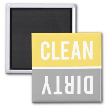 Clean Dirty Bright Yellow And Gray Dishwasher Magnet by RandomLife at Zazzle