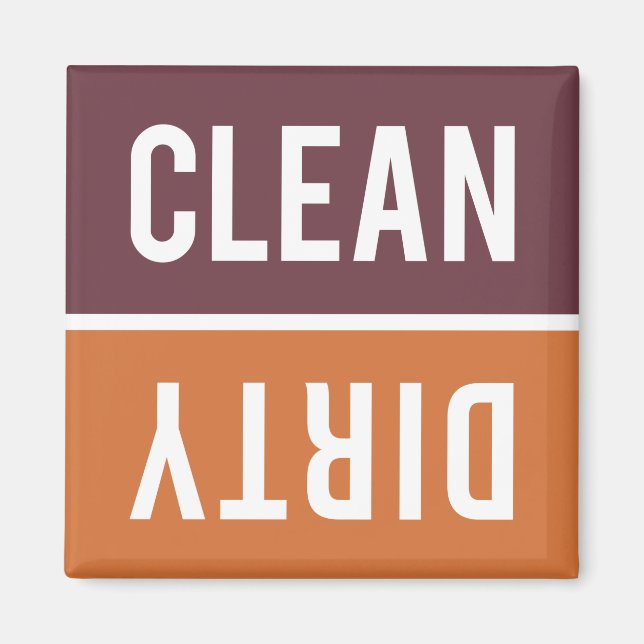 Clean Dirty Burnt Orange and Burgundy Dishwasher Magnet (Front)