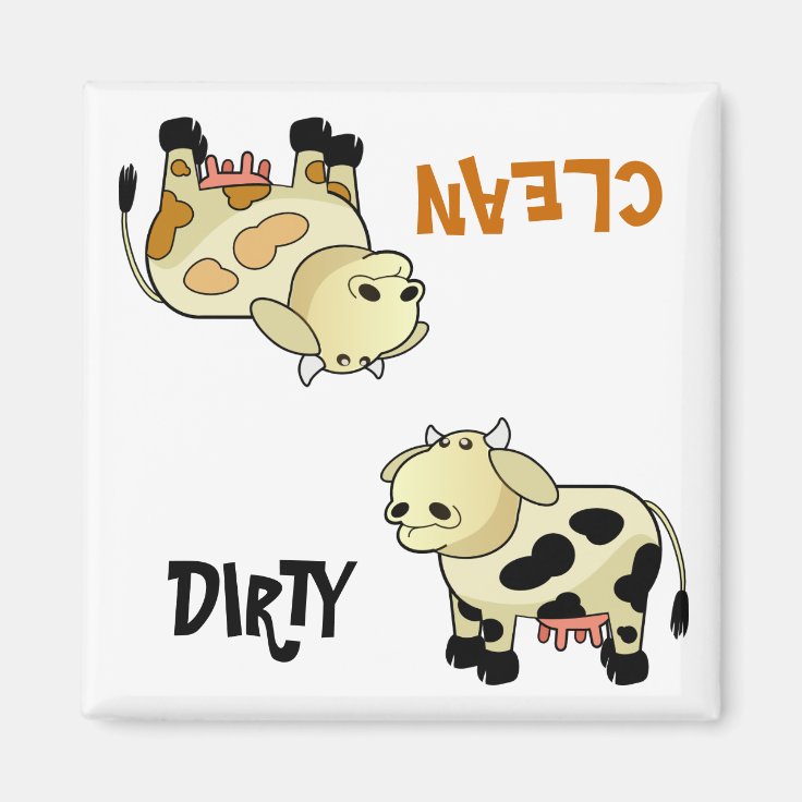 "CLEAN / DIRTY" Cartoon Milk Cow Dishwasher Zazzle