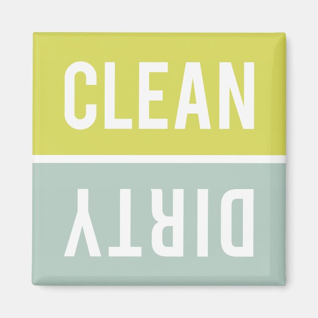 Clean Dirty Chartreuse Seafoam Green Dishwasher Magnet (Front)