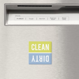 Clean Dirty Citron Yellow and Blue Dishwasher Magnet