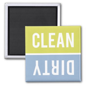 Clean Dirty Citron Yellow And Blue Dishwasher Magnet by RandomLife at Zazzle