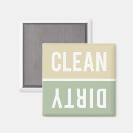 Clean Dirty Cream and Sage Green Dishwasher Magnet