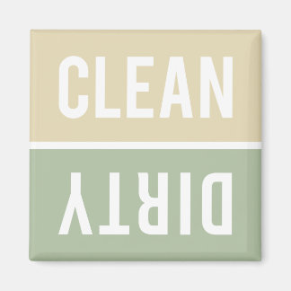 Clean Dirty Cream and Sage Green Dishwasher Magnet