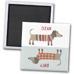 Clean Dirty Dachshund Sausage Dog Dishwasher Magnet<br><div class="desc">You'll never need to wonder whether the dishwasher is clean or dirty again with this fun dog design.  Cute little Dachshund sausage or wiener dogs in woolly knitwear. Original art by Nic Squirrell.</div>