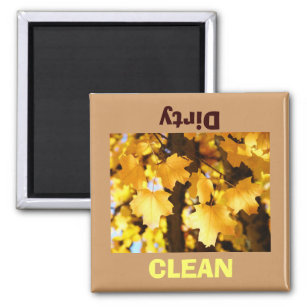 Clean Dirty Dish Washer magnet Golden Autumn