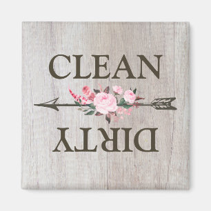 Clean Dirty Dishes Rustic Floral Dishwasher Magnet