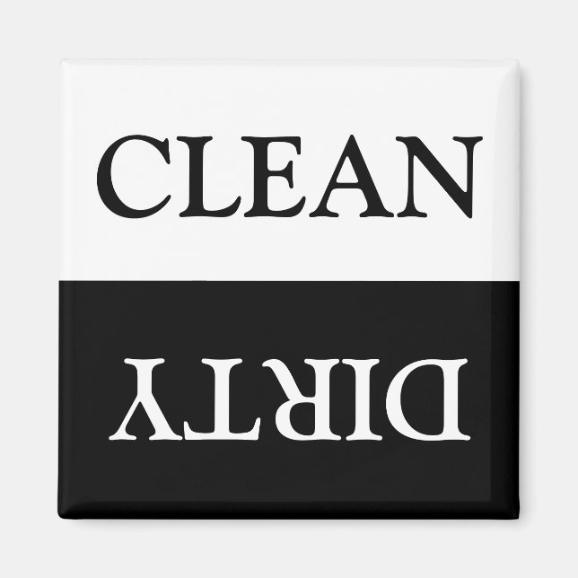 Clean Dirty Dishwasher black white modern kitchen Magnet (Front)