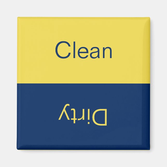 Clean Dirty Dishwasher Blue and Yellow Reversible Magnet (Front)