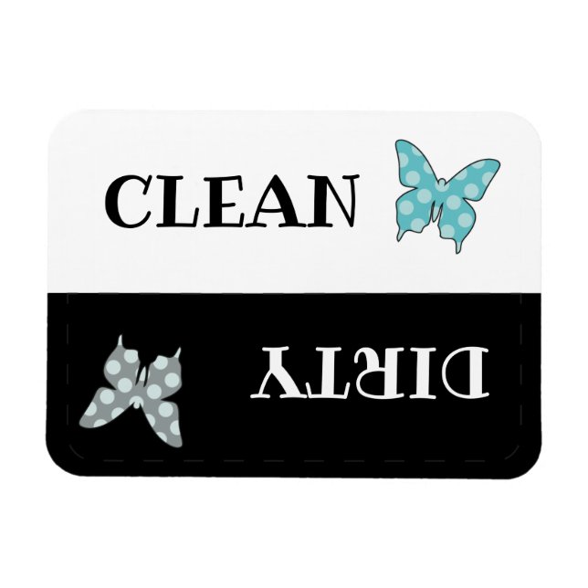 Clean dirty dishwasher butterfly magnet (Horizontal)