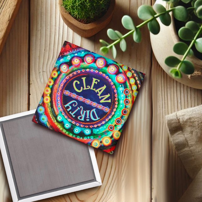 Clean Dirty Dishwasher Fun Colorful Cute Magnet (Creator Uploaded)