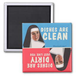 Clean dirty dishwasher funny nun magnet