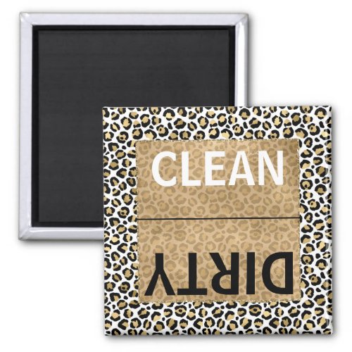 CleanDirty Dishwasher Gold Glam Leopard Print Magnet