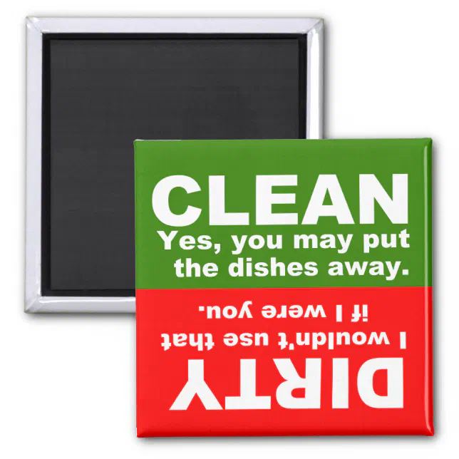 Clean Or Dirty Dishwasher Magnet Sign - Green And Red