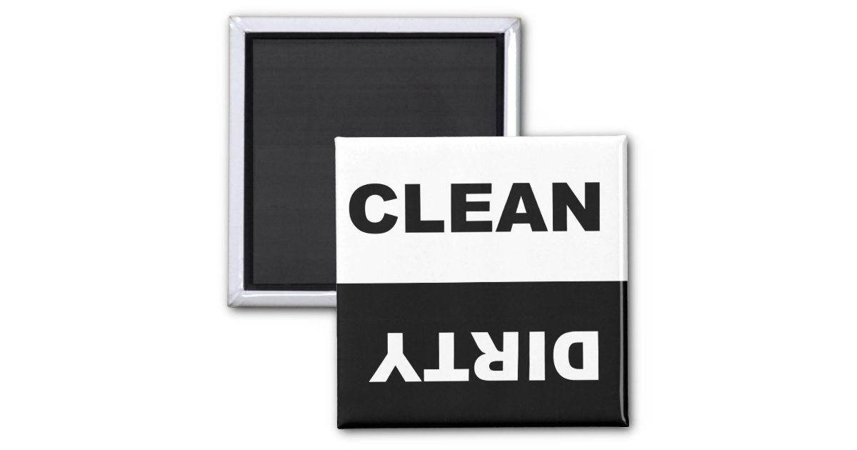 Dishwasher Magnet Clean Dirty Sign, Farmhouse Rustic Wood Design Black and White